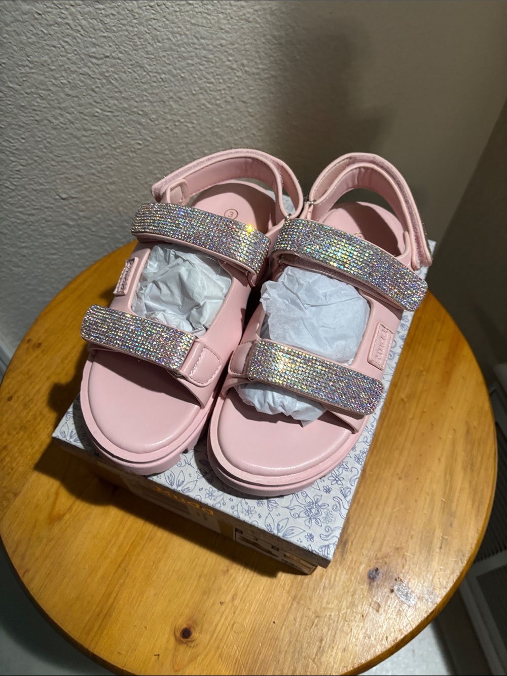 Mudd Blush Girls' Glitter Strap Sandals 3 NWT
